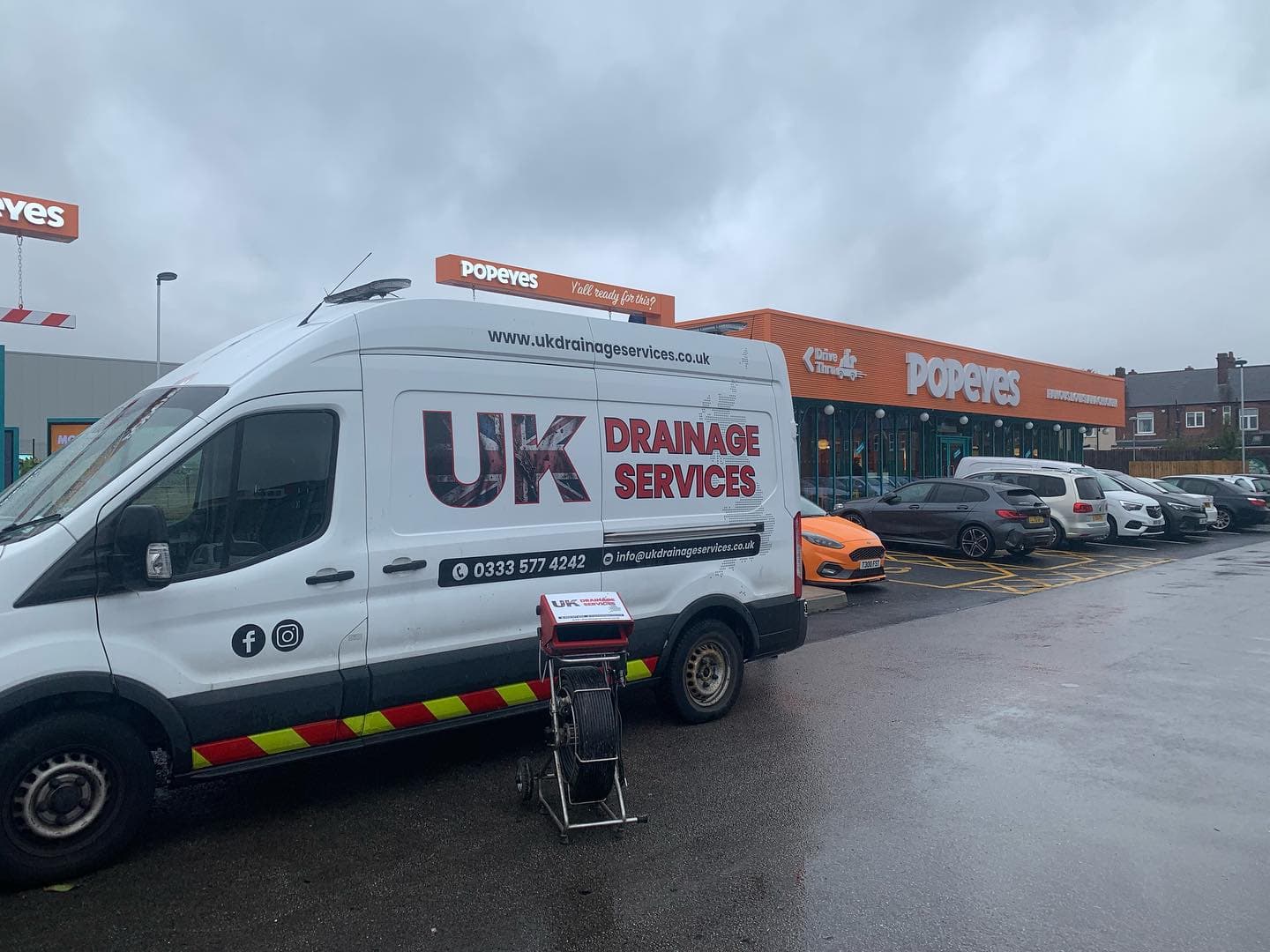 UK Drainage Services engineer working at a commercial restaurant site